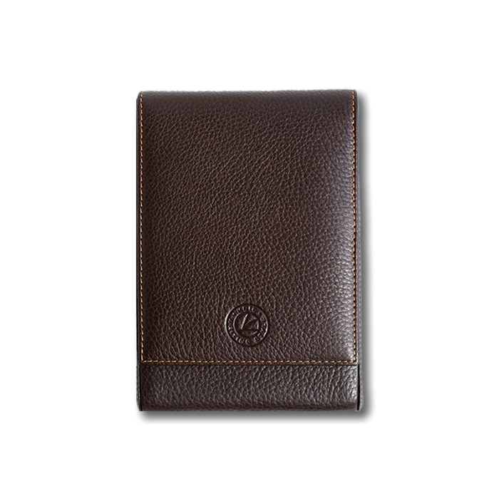 Eng Leather Co. 5 Pen Hard Case in brown leather with a sturdy exterior and five slots for pens.