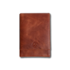Light brown Eng Leather Co. 5 Pen Hard Case with durable exterior and secure snap closure for organizing pens.