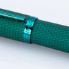 Diplomat Viper green roller ball fountain pen with sleek design and silver accents, displayed on a white background.