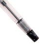 Opus 88 KOLORO black fountain pen with a sleek design and gold accents, showcasing the pen's clip and fine nib.