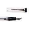 Opus 88 KOLORO black fountain pen with gold accents, shown on a white background, highlighting its sleek design and nib.