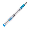 Opus 88 KOLORO light blue fountain pen with transparent grip section and silver accents, stylish writing instrument.
