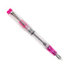 Opus 88 KOLORO Hot Pink fountain pen with transparent body and gold accents, showcasing its elegant design.