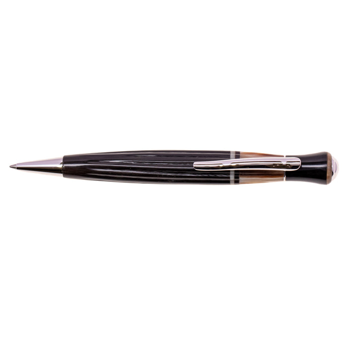 Opus 88 Buffalo Horn Ballpoint Fountain Pen with gold accents, showcasing a sleek design and textured horn finish.