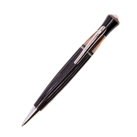 Opus 88 Buffalo Horn Ballpoint Fountain Pen with a smooth, polished horn body and metal accents, showcasing elegant craftsmanship.
