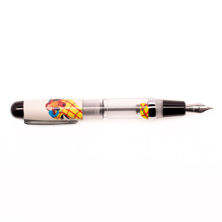 Opus 88 MINI Hugging fountain pen with black resin body and gold accents, positioned on a white background.