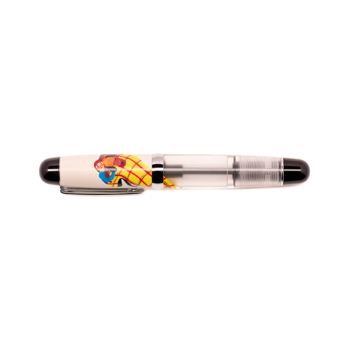 Opus 88 MINI Hugging fountain pen with black resin body and gold accents, displayed on a white background.