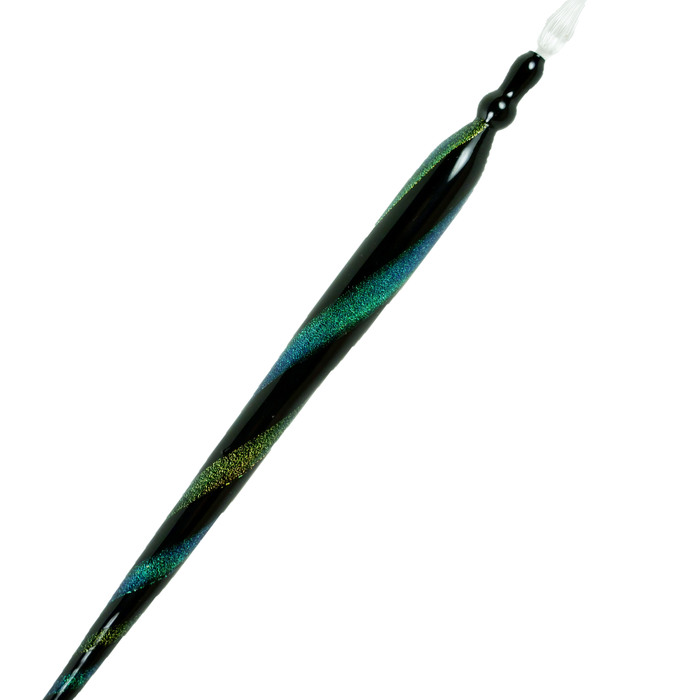 No Solo Vetro glass dipping pen with colorful dicroic glass design, used for artistic glass dipping and detailed craftsmanship.