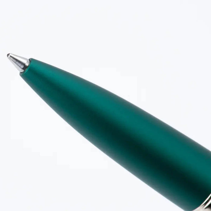 Diplomat Viper roller ball fountain pen with green ink and sleek design, featuring a silver clip and cap.