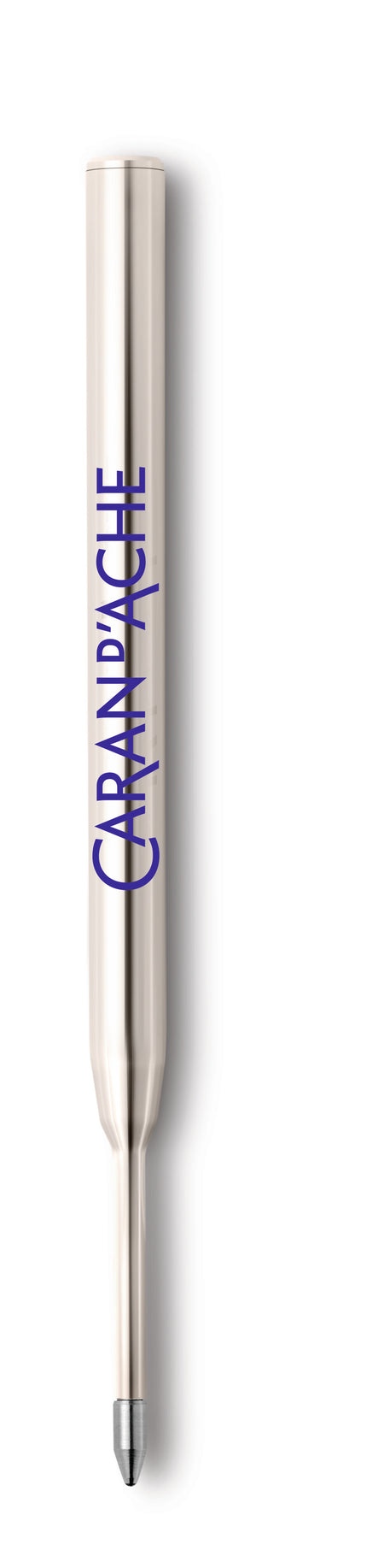 Blue Caran D'Ache Goliath ballpoint pen refill with smooth ink flow and sleek design for writing comfort.