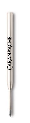 Black Caran D'Ache Goliath ballpoint pen refill for smooth writing, shown in a close-up image.