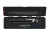 Black Caran D'Ache Roller Pen 849™ rollerball pen with sleek design on a white background.