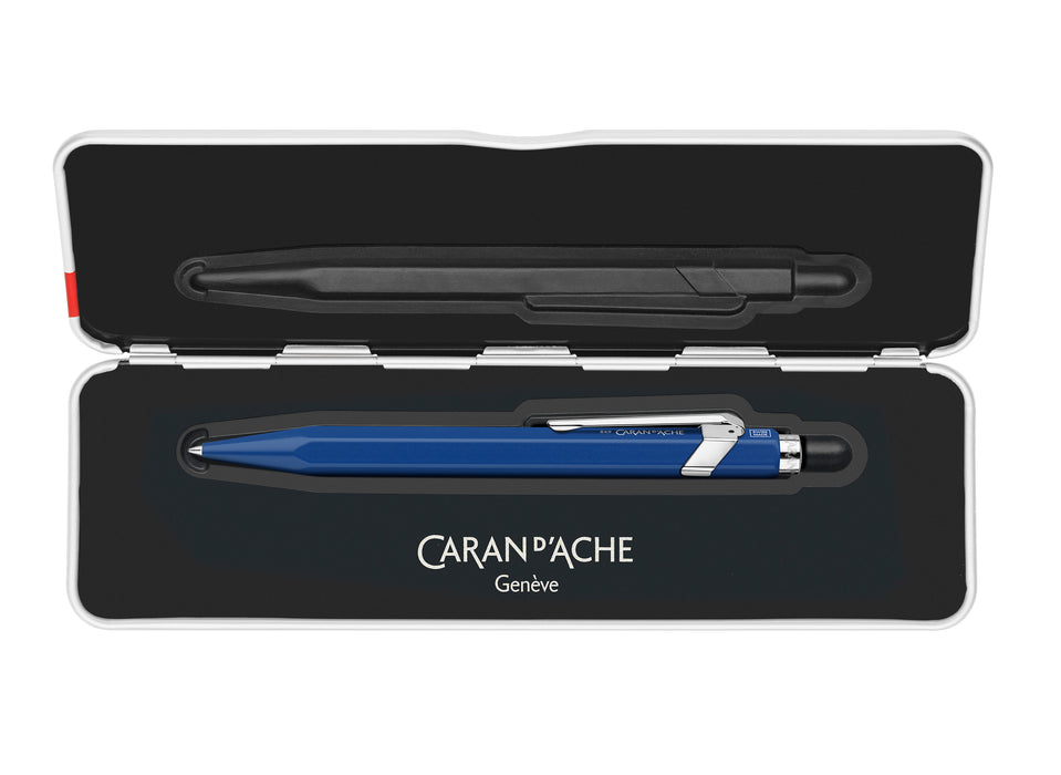 Caran D'Ache Roller Pen 849™ in blue, slim rollerball pen with sleek design, featuring the brand's signature style.