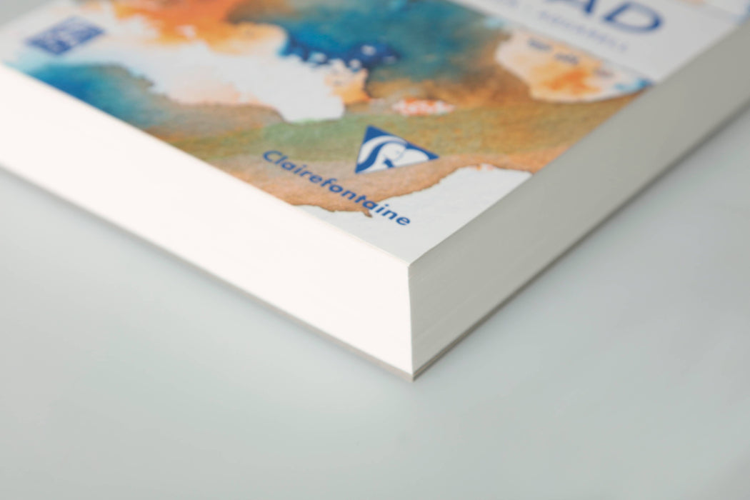 Clairefontaine Aquapad watercolor artist pad with 300gsm textured watercolor paper, ideal for vibrant watercolor painting and mixed media.