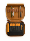 Eng Leather Co. vegan leather 9-slot Apple pen case in camel color, with sleek design and multiple pen slots visible.