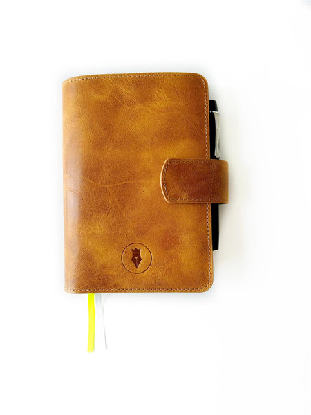 Eng Leather Co. A6 leather journal cover featuring a rustic Colorado design, durable and stylish for personal notebooks.