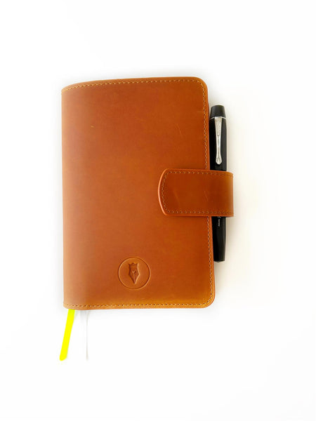 Eng Leather Co. A6 leather journal cover in Crazy Horse brown, featuring a smooth, durable leather finish and classic design.