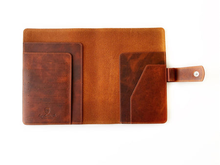 Eng Leather Co. A6 leather journal cover in dark Toscano leather, featuring smooth texture and sleek design.