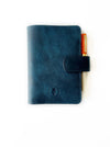 Eng Leather Co. A6 leather journal cover in ocean blue, showcasing a smooth, stylish leather cover with stitching details.