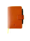 Eng Leather Co. A6 leather journal cover in sunrise orange with a sleek, minimalist design and smooth texture.