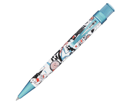 Retro 51 Alice in Wonderland Tornado rollerball pen featuring whimsical literary-inspired design on smooth metal barrel.