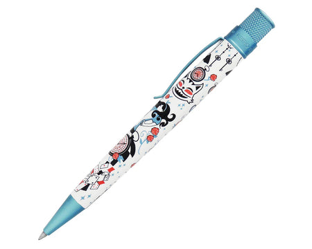 Retro 51 Alice in Wonderland Tornado rollerball pen with detailed literary design and sleek black body.