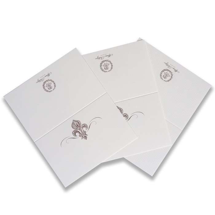 Alexa Pulitzer Baroque Fleur de Lis place cards with elegant floral and ornate design, perfect for sophisticated table settings.