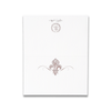 Elegant Alexa Pulitzer Baroque Fleur de Lis place cards featuring intricate gold design on white cardstock.