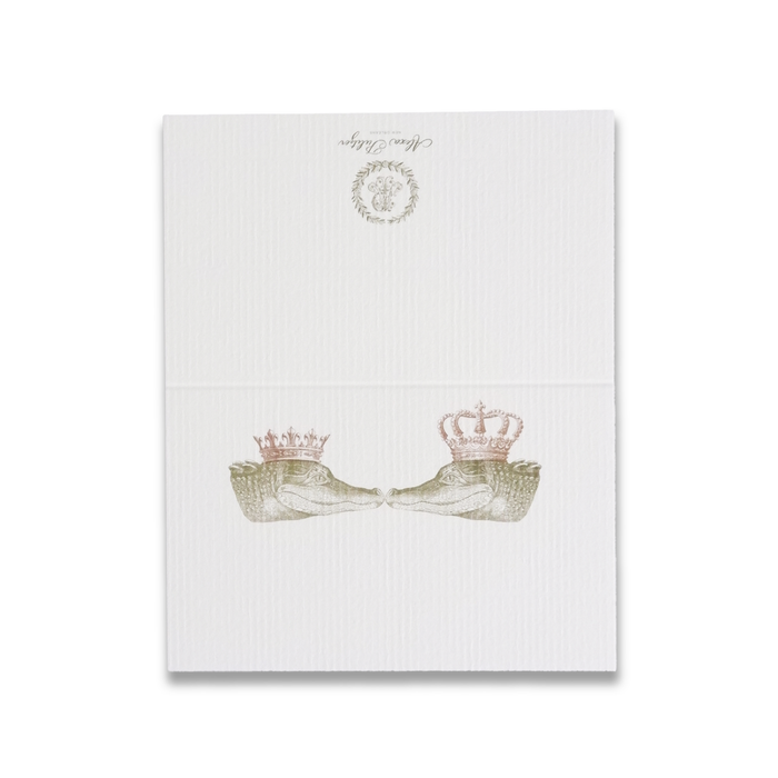 Alexa Pulitzer Kissing Gator place cards, elegant paper place cards featuring a playful gator design for events and table settings.