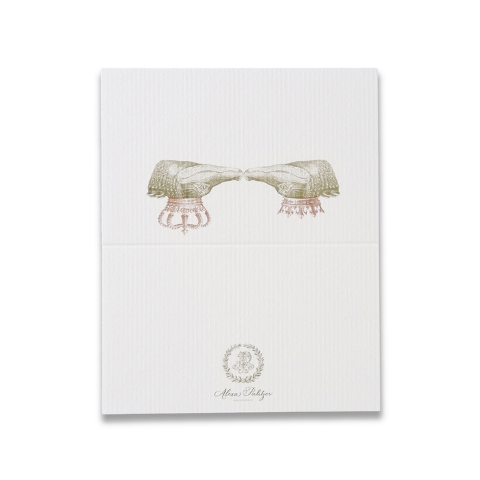 Alexa Pulitzer kissing gator place card featuring a whimsical gator illustration on elegant stationery for tabletop decor.