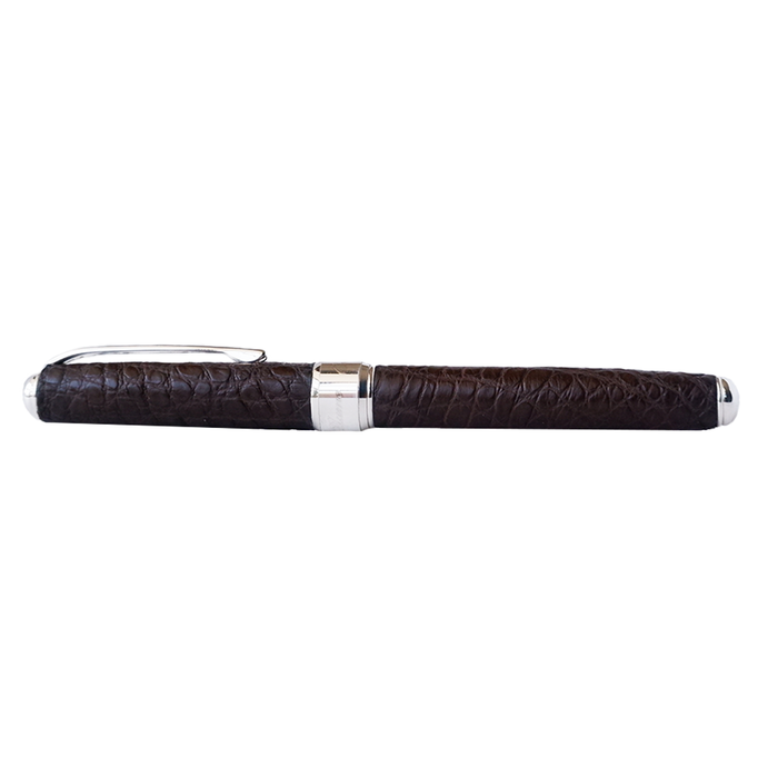 Brown Grifos Cocodrie fountain pen with alligator leather finish, featuring a sleek design and high-quality craftsmanship.