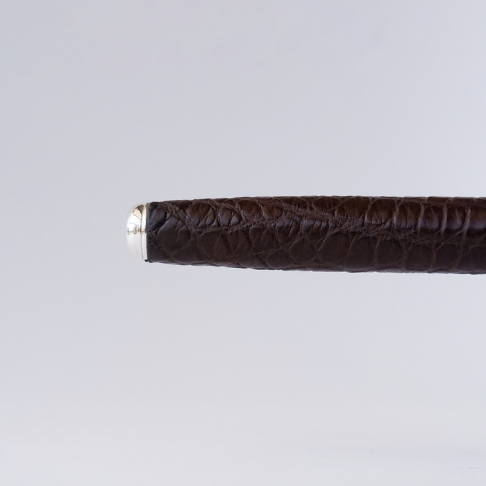 Brown Grifos Cocodrie fountain pen with alligator leather finish, stylish writing instrument from the Grifos X Papier Plume collection.