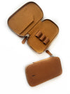Eng Leather Co. vegan camel leather pen case with three slots, designed for storing pens and writing instruments.