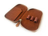 Eng Leather Co. vegan camel leather pen case with three slots for pens, sleek and compact design for stylish organization.