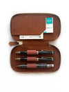 Eng Leather Co. vegan camel leather 3-slot pen case with sleek design, perfect for organizing and carrying pens.
