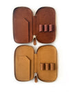 Eng Leather Co. vegan camel leather 3-slot pen case with sleek design and multiple compartments for writing instruments.