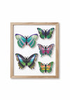 Set of five green paper butterflies for crafts by Assembli, with detailed butterfly shapes and vibrant green frames.