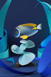 Assembli Paper Powder Tang craft with fish-shaped design and splash effects, showcasing vibrant colors and detailed paper textures.