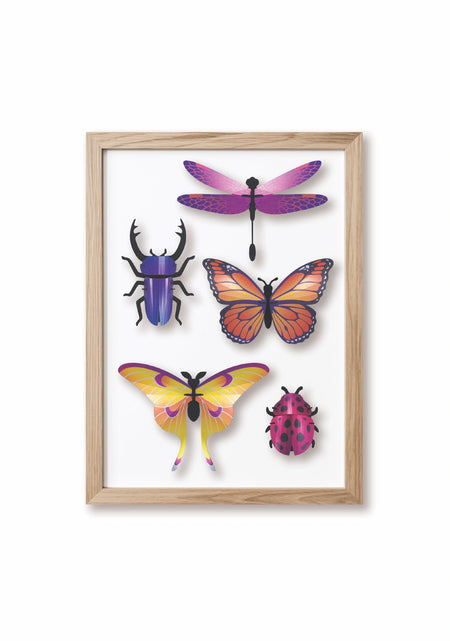 Assembli Paper Mixed Insects Set for crafts, featuring colorful insect cutouts in a purple frame, ideal for creative projects.