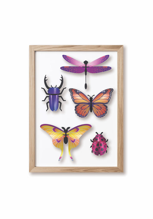 Assembli Paper Mixed Insects Set for crafts, featuring colorful insect cutouts in a purple frame, ideal for creative projects.