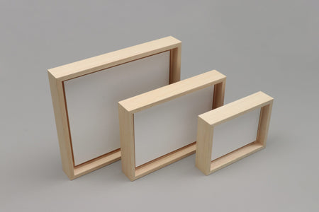 Empty natural wooden frames for crafts by Assembli, showcasing smooth finish and versatile design for DIY projects.