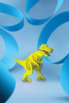 Yellow Paper Tyrannosaurus craft by Assembli, showcasing a mini T-Rex model made from folded paper.