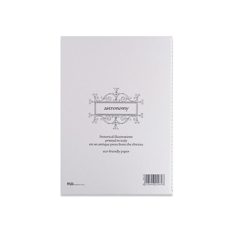 Rossi Astronomy A5 soft cover stitched journal with space-themed star and planet illustrations on the front page.