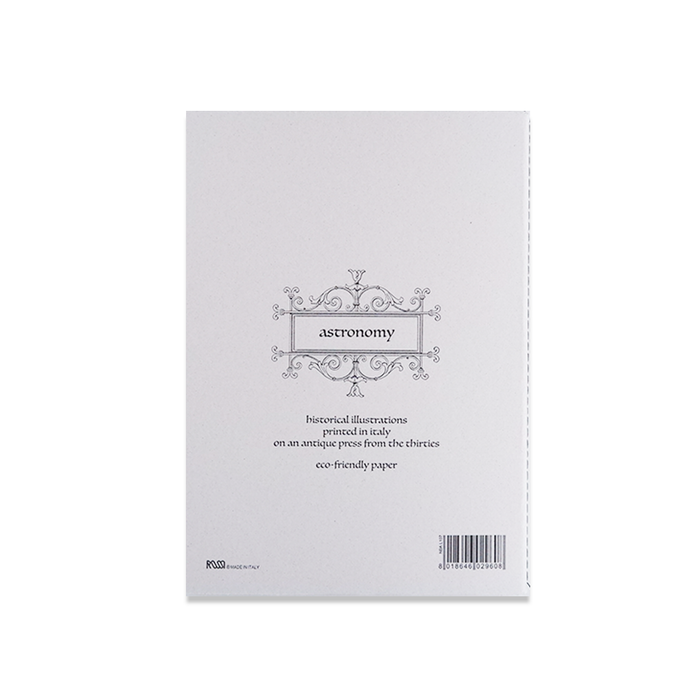 Rossi Astronomy A5 soft cover stitched journal with space-themed star and planet illustrations on the front page.