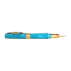 Visconti Mirage Mythos Athena rollerball pen with intricate design and gold accents, displayed on a neutral background.