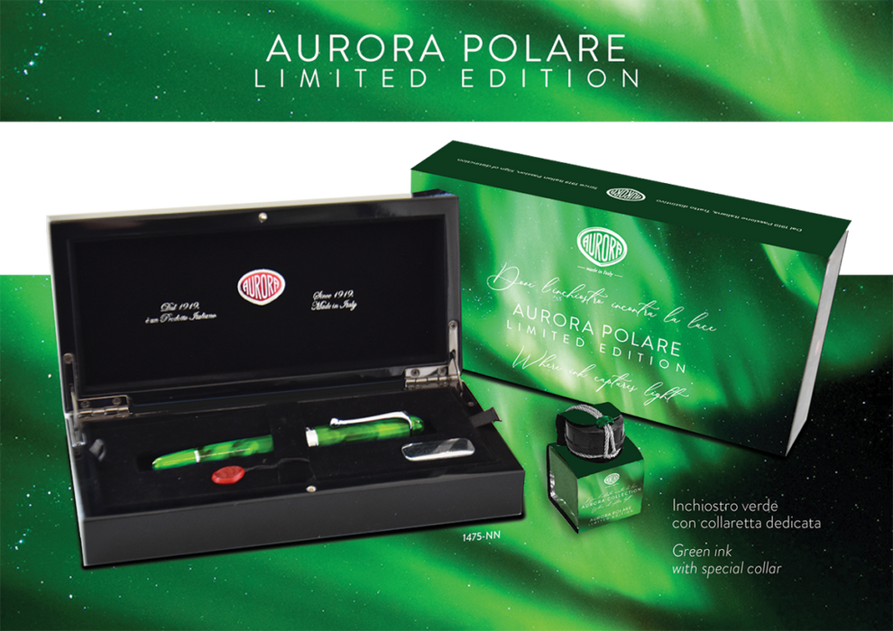 Aurora Polare 88 fountain pen with sleek design and gold accents, shown with cap removed revealing the nib.