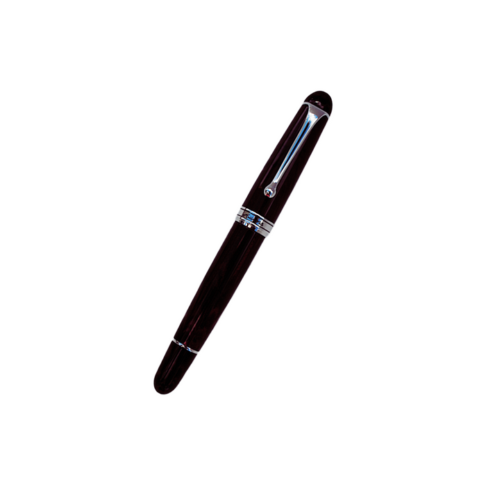 Aurora Ebonite Magenta fountain pen with a smooth, glossy finish and elegant gold accents on the cap and clip.