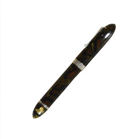 Armando Simoni Club Triangolo green fountain pen with Saft celluloid and rhodium accents, featuring a sleek design and textured grip.