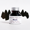 Papier Plume black fountain pen ink bottle with black ink inside, ideal for writing with fountain pens.