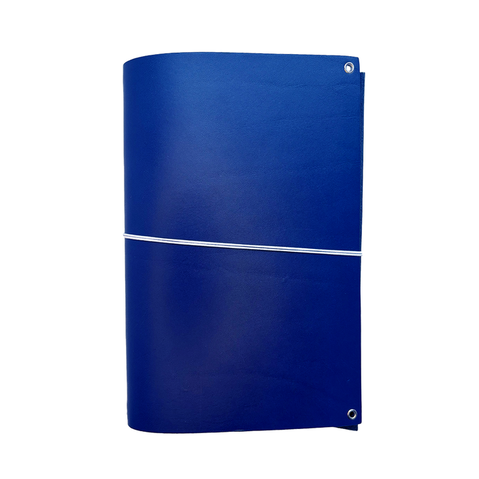 Imperfect Concepts Baxter Deep Sea A5 bifold journal cover with textured deep blue design and secure fold closure.